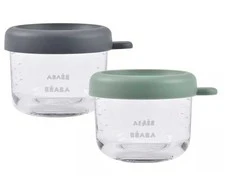 BEABA STIKLINIŲ INDELIŲ RINKINYS (2 VNT. PO 150 ML), MINERAL/SAGE Žalias