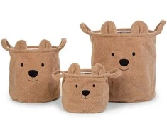 CHILDHOME DAIKTŲ IR ŽAISLŲ LAIKYMO 3 VNT. KREPŠIŲ RINKINYS TEDDY, BEIGE