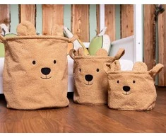 CHILDHOME DAIKTŲ IR ŽAISLŲ LAIKYMO 3 VNT. KREPŠIŲ RINKINYS TEDDY, BEIGE