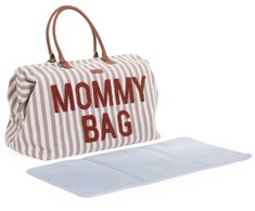 Bez Marki CHILDHOME DIDELIS MAMOS REIKMENŲ KREPŠYS MOMMY BAG, STRIPES - NUDE/TERRACOTTA