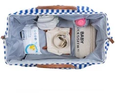 CHILDHOME DIDELIS MAMOS REIKMENŲ KREPŠYS MOMMY BAG, STRIPES - ELECTRIC Mėlynas/LIGHT Mėlynas