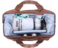 CHILDHOME DIDELIS MAMOS REIKMENŲ KREPŠYS MOMMY BAG, SIGNATURE - VEGAN LEATHER - DARK BROWN