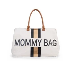 CHILDHOME DIDELIS MAMOS REIKMENŲ KREPŠYS MOMMY BAG, OFF Baltas STRIPES Juodas/GOLD