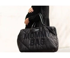 CHILDHOME DIDELIS MAMOS REIKMENŲ KREPŠYS MOMMY BAG, PUFFERED - Juodas