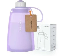 MOMCOZY DAUGKARTINIAI SILIKONINIAI PIENO IR MAISTO LAIKYMO MAIŠELIAI, 2 VNT. VIOLETINIS IR PILKAS