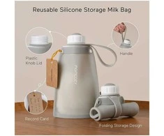 MOMCOZY DAUGKARTINIAI SILIKONINIAI PIENO IR MAISTO LAIKYMO MAIŠELIAI, 5 VNT., PILKI