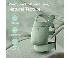 MOMCOZY ERGONOMINĖ KŪDIKIŲ NEŠIOKLĖ PUREHUG IŠ NATŪRALAUS LINO, SAGE Žalias