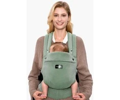 MOMCOZY ERGONOMINĖ KŪDIKIŲ NEŠIOKLĖ PUREHUG IŠ NATŪRALAUS LINO, SAGE Žalias
