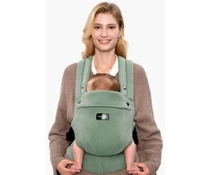 MOMCOZY ERGONOMINĖ KŪDIKIŲ NEŠIOKLĖ PUREHUG IŠ NATŪRALAUS LINO, SAGE Žalias
