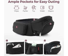 MOMCOZY KŪDIKIŲ NEŠIOKLĖ MOVE2FIT 2IN1 SU KLUBŲ SĖDYNE, JUODA