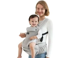 MOMCOZY KŪDIKIŲ NEŠIOKLĖ MOVE2FIT 2IN1 SU KLUBŲ SĖDYNE, SU TINKLELIU, PILKA