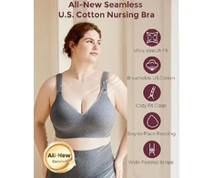 MOMCOZY MEDVILNINĖ MAITINIMO LIEMENĖLĖ DIDESNEI KRŪTINEI BUSTY, PILKA, XL