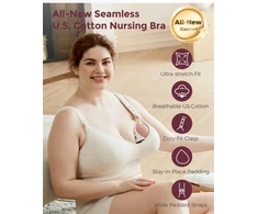 MOMCOZY MEDVILNINĖ MAITINIMO LIEMENĖLĖ DIDESNEI KRŪTINEI BUSTY, OATMEAL, XL DYDIS