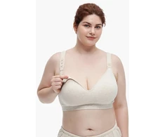 MOMCOZY MEDVILNINĖ MAITINIMO LIEMENĖLĖ DIDESNĖMS KRŪTIMS BUSTY, OATMEAL, L DYDIS