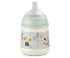SUAVINEX ANTI-COLIC BUTELIUKAS SX PRO SU LĖTOS SROVĖS (S) FIZIOLOGINIU ŽINDUKU, 150 ML, NUO 0 MĖN., WALK Žalias
