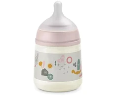 SUAVINEX ANTI-COLIC BUTELIUKAS SX PRO SU LĖTOS SROVĖS (S) FIZIOLOGINIU ŽINDUKU, 150 ML, NUO 0 MĖN., WALK Rožinis