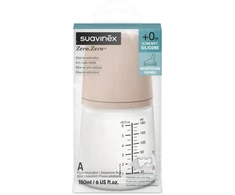 SUAVINEX ZERO ZERO ANTI-COLIC BUTELIUKAS SU LĖTOS SROVĖS ŽINDUKU, 180ML, NUO +0 MĖN., MEDIUM