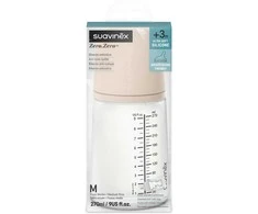 SUAVINEX ZERO ZERO ANTI-COLIC BUTELIUKAS SU VIDUTINĖS SROVĖS ŽINDUKU, 270 ML, NUO +3 MĖN., LIGHT