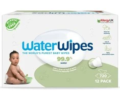 WATER WIPES WATERWIPES BEKAVAPĖS DRĖGNOS SERVETĖLĖS 12 PAKUOČIŲ PO 60 VNT. SENSITIVE
