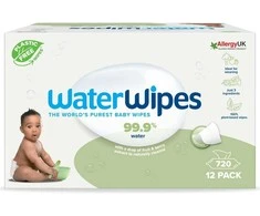 WATER WIPES WATERWIPES BEKAVAPĖS DRĖGNOS SERVETĖLĖS 12 PAKUOČIŲ PO 60 VNT. SENSITIVE