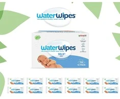 WATER WIPES WATERWIPES DRĖGNOS SERVETĖLĖS 12 PAKUOČIŲ PO 60 VNT. BIODEGRADABLE