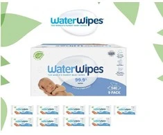 WATER WIPES WATERWIPES DRĖGNOS SERVETĖLĖS 9 PAKUOTĖS PO 60 VNT. BIODEGRADABLE