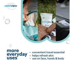 WATERWIPES SENSITIVE+ ON THE GO DRĖGNOS SERVETĖLĖS 8 PAKUOTĖS PO 28 VNT. (224 vnt.) 3-IN-1