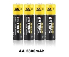 4 vnt AA Batmax kraunami akumuliatoriai 2800 mAh talpos