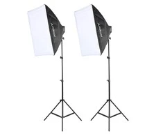 stovai su 4 apšvietimo lempomis (softbox)