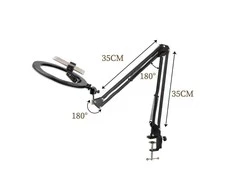 žiedinė 16 cm LED lempa su laikikliu prie stalo