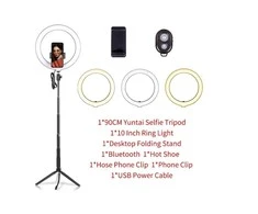 žiedinė 20 cm LED lempa su vienakoju stovu