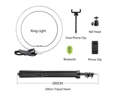 žiedinė 26 cm LED lempa su valdikliu ir stovu 2,0m