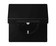 JUNG Lizdas su dangteliu IP44 SCHUKO juodas matinis 16A 250V (LS Serija)