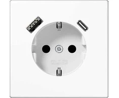 Kištukinis lizdas su USB+USB-C JUNG LS1520-15CAWW (baltas, 16A/250V)