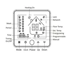 Moes BHT-002-GB termostatas elektrinei šildymo sistemai su temperatūros sensoriumi grindims TUYA