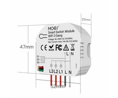 Moes MS-104C išmanusis 3 kanalų / 2 krypčių relinis jungiklis AC 100V-240V 10A valdomas programėle Smart life / Tuya