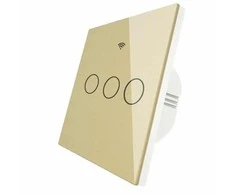 Moes WS-EU3 jutiminis 3 kanalų auksinės spalvos išmanusis WIFI RF jungiklis