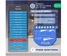 NOUS B2T WIFI Tasmota 1 kanalo relė ESP32 su el. sanaudų stebėjimu (PM)