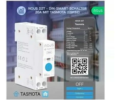 Nous D2T Tasmota 1 kanalo ESP32 relė 20A montuojama ant DIN bėgelio