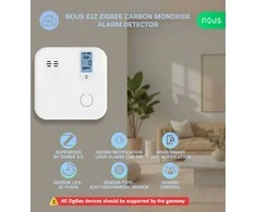 NOUS E12 yra Zigbee bevielis anglies monoksido (CO) detektorius