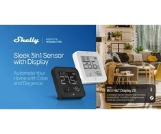 Shelly BLU H&amp;T Ekranas ZB temperatūros, drėgmės, LUX sensorius, Bluetooth, Zigbee, Juodas