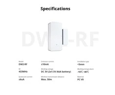 Sonoff DW2 durų ir langų atidarymo jutiklis RF433MHz