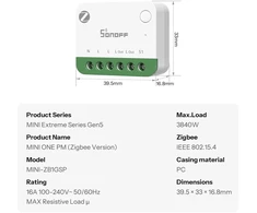 SONOFF MINI ONE PM (MINI-ZB1GSP) Zigbee išmanioji relė