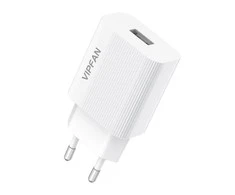 Vipfan E01 srovės šaltinis kroviklis, 1x USB, 2.4A baltas