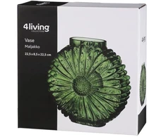 4Living vaza 22,5cm Flora, iš stiklo, žalia