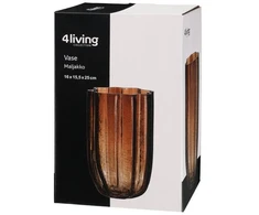 4Living vaza 25cm Ylva, iš stiklo, ruda