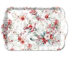 Ambiente Padėklas iš melamino 13x21cm, Žiemos uogos ir gėlės