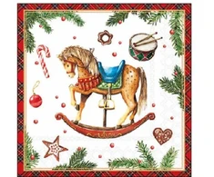Ambiente Servetėlės 25cm, Arkliukas, baltos
