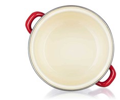Banquet MAŽAS raudonas emaliuotas PUODAS SU DANGIU Banketas 2L 16cm 6777