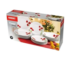 Banquet Lėkščių rinkinys iš porceliano 18d,Aguonos
